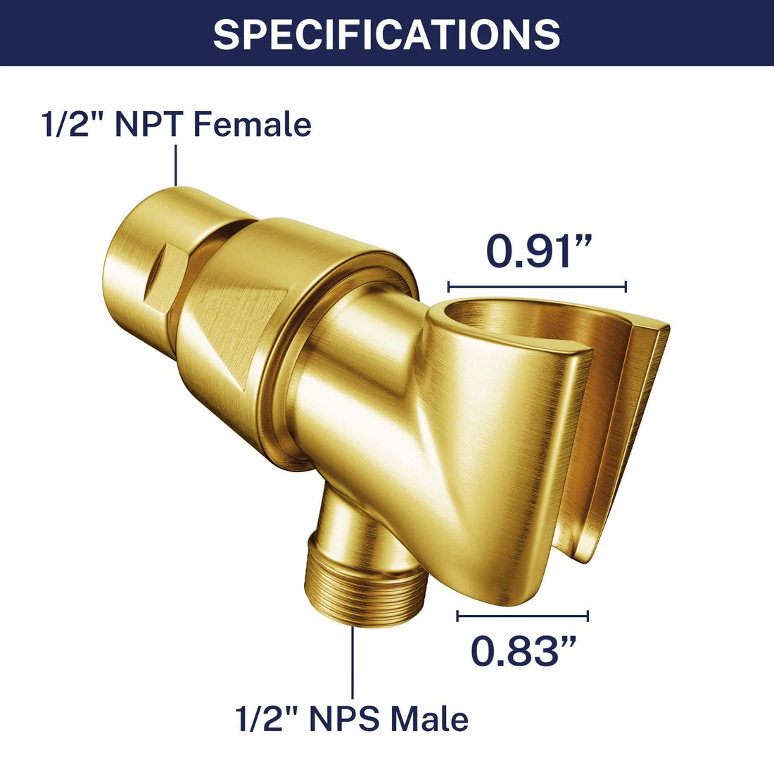 Specifications Handheld Shower Head Holder Brushed Gold - The Shower Head Store