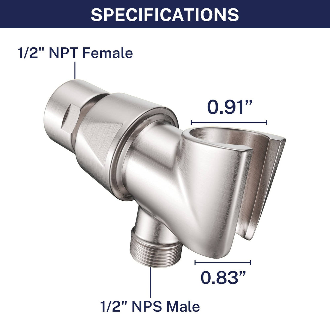 Specifications HammerHead Showers All Metal Shower Head Holder Bracket Main Image Brushed Nickel - The Shower Head Store