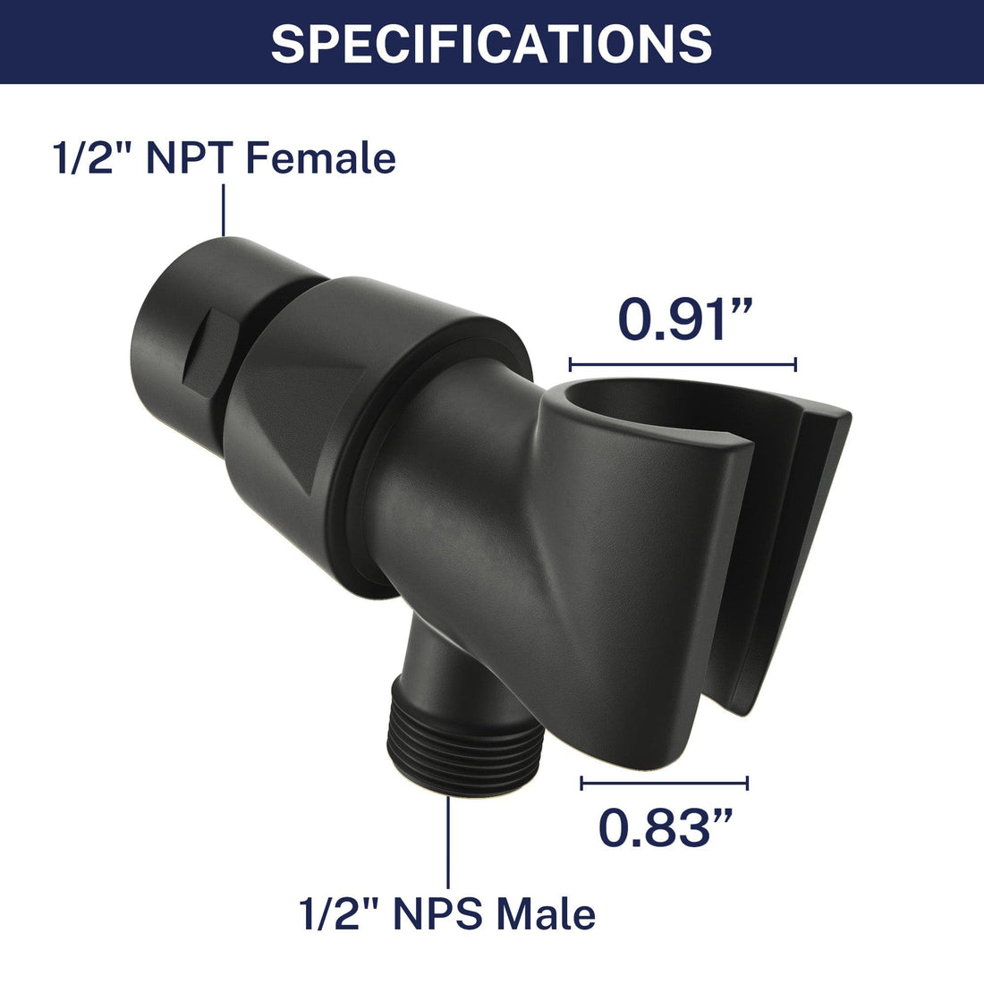 Specifications Handheld Shower Head Holder Matte Black - The Shower Head Store