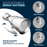 Spray Adjustment 2 Variable Spray Pattern Fixed Shower Head from High Pressure to Rain Showerhead Chrome / 1.75 - The Shower Head Store