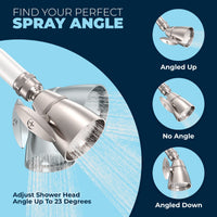 Adjustable Angle Fixed Small Shower Head Adjusts Angle Up to 23 Degrees Brushed Nickel / 2.5 - The Shower Head Store