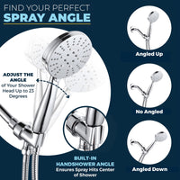 Perfect Angle All Metal 2.5 GPM 3-Spray Hand Held Shower Head Set, 2.5 / Chrome