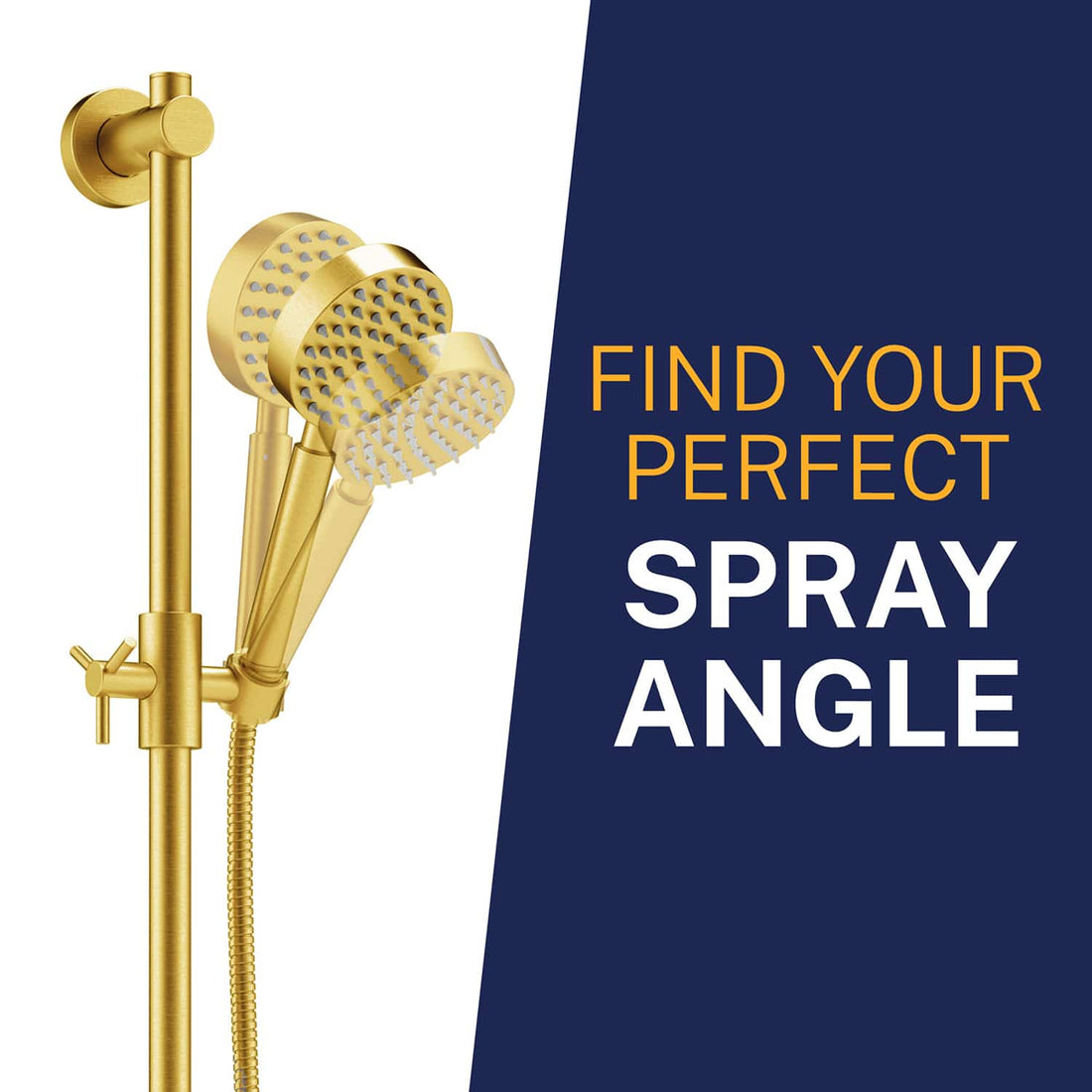 Spray Angle 27.5 Inch Shower Head Slide Bar Brushed Gold - The Shower Head Store