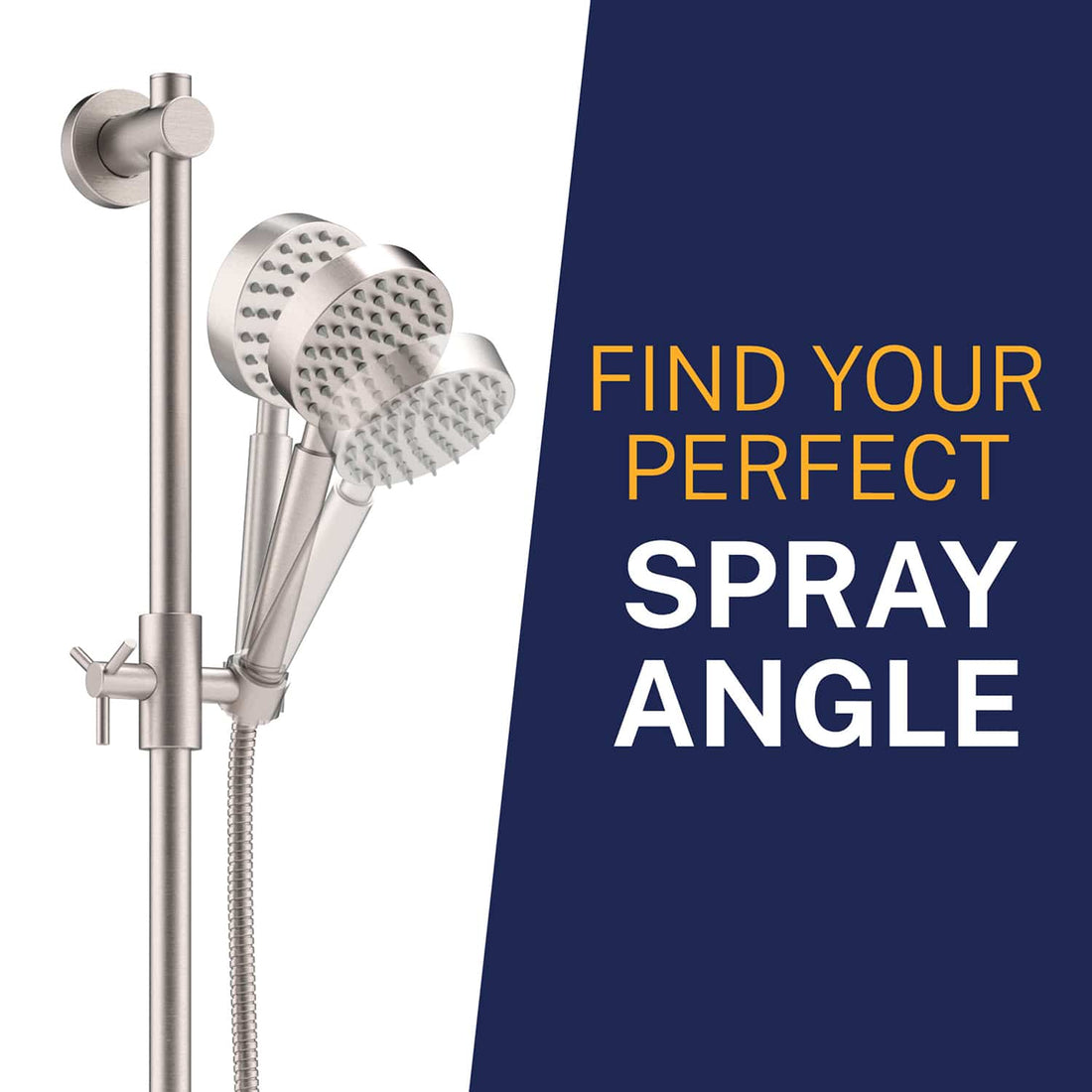 Spray Angle All Metal Shower Slide Bar for Hand Held Shower Heads Brushed Nickel - The Shower Head Store