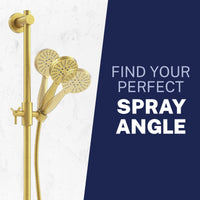 Adjustable Angle Slide Bar with 3-Spray Low Flow Handheld Shower Head Set Brushed Gold / 1.75 - The Shower Head Store