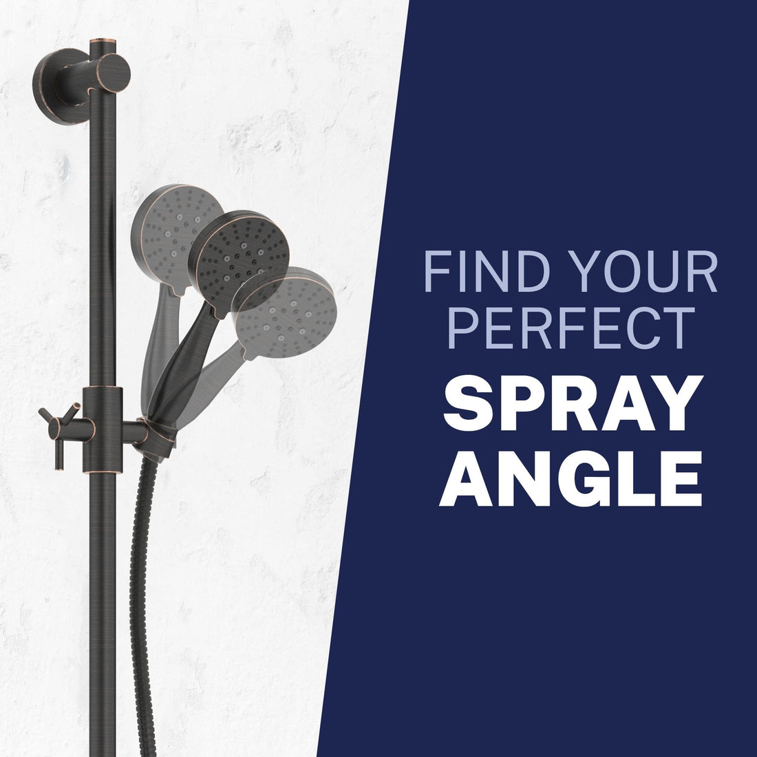 Adjustable Angle Slide Bar with 3-Spray Hand Held Shower Head & Hose Oil Rubbed Bronze  / 2.5 - The Shower Head Store