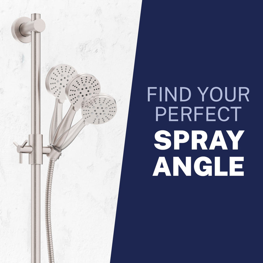 Adjustable Spray Slide Bar with 3-Spray Hand Held Shower Head & Hose Brushed Nickel  / 2.5 - The Shower Head Store