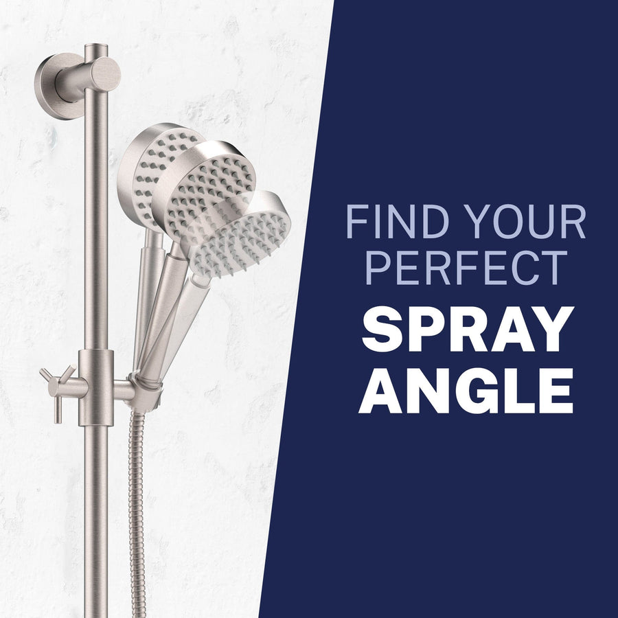 Adjustable Angle Slide Bar with Low Flow 1-Spray Handheld Shower Head Set Brushed Nickel / 1.75 - The Shower Head Store