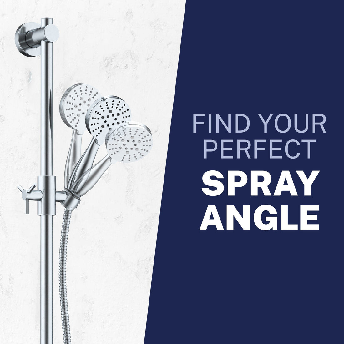 Adjustable Angle Slide Bar with 3-Spray Hand Held Shower Head & Hose Chrome / 2.5 - The Shower Head Store