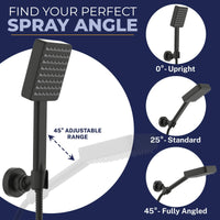Spray Angle Square Dual Shower Head Set Matte Black  / 2.5 - The Shower Head Store