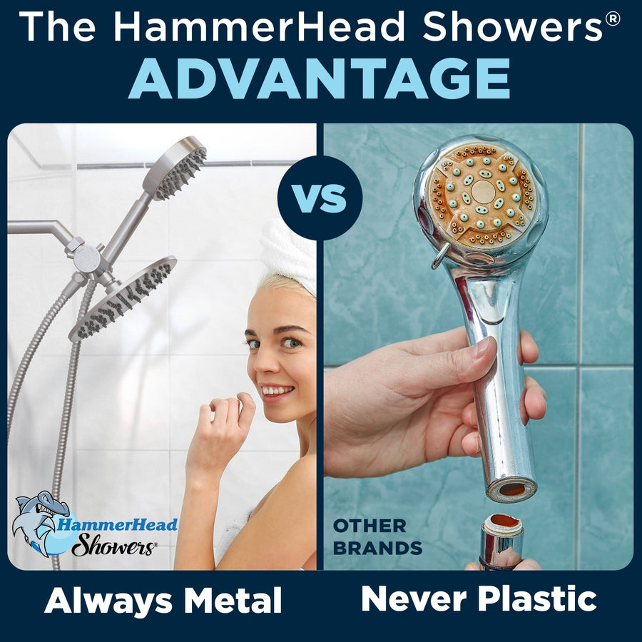 The HammerHead Showers Advantage Always Metal Never Plastic Brushed Nickel - The Shower Head Store
