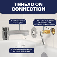 Thread On Connection Spring Loaded Tub Spout Chrome - The Shower Head Store