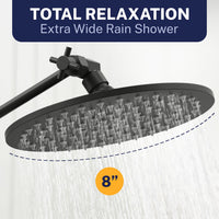 Extra Wide Rain Shower 3-Spray Dual with Adjustable Arm Matte Black / 2.5 GPM - The Shower Head Store