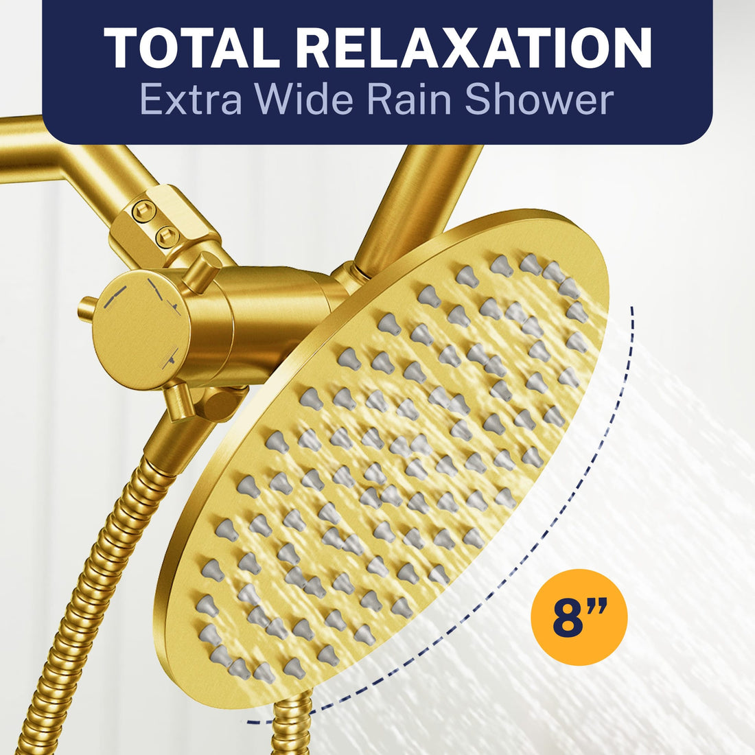 Total Relaxation 1-Spray Dual Shower Head Brushed Gold / 2.5 - The Shower Head Store