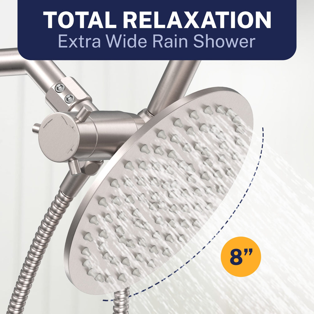 Total Relaxation 1-Spray Dual Shower Head Brushed Nickel / 2.5 - The Shower Head Store