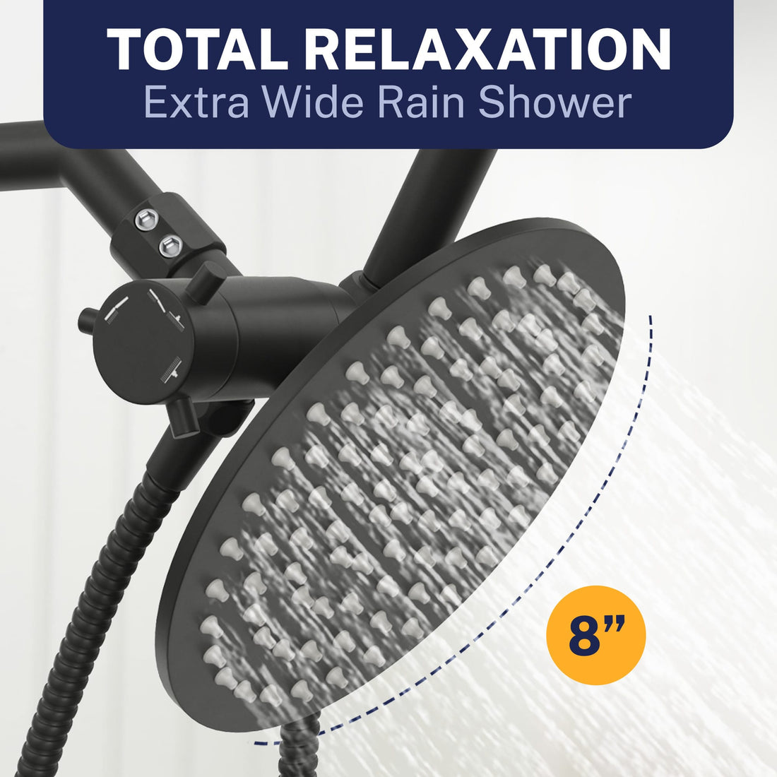 Total Relaxation 1-Spray Dual Shower Head Matte Black / 2.5 - The Shower Head Store