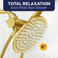 Total Relaxation 3-Spray Dual Shower Head Combo Brushed Gold / 2.5 GPM - The Shower Head Store