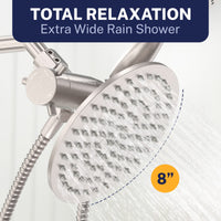 Maximize Your Water Pressure All Metal 3-Spray Dual Shower Head Combo Brushed Nickel / 2.5 GPM - The Shower Head Store