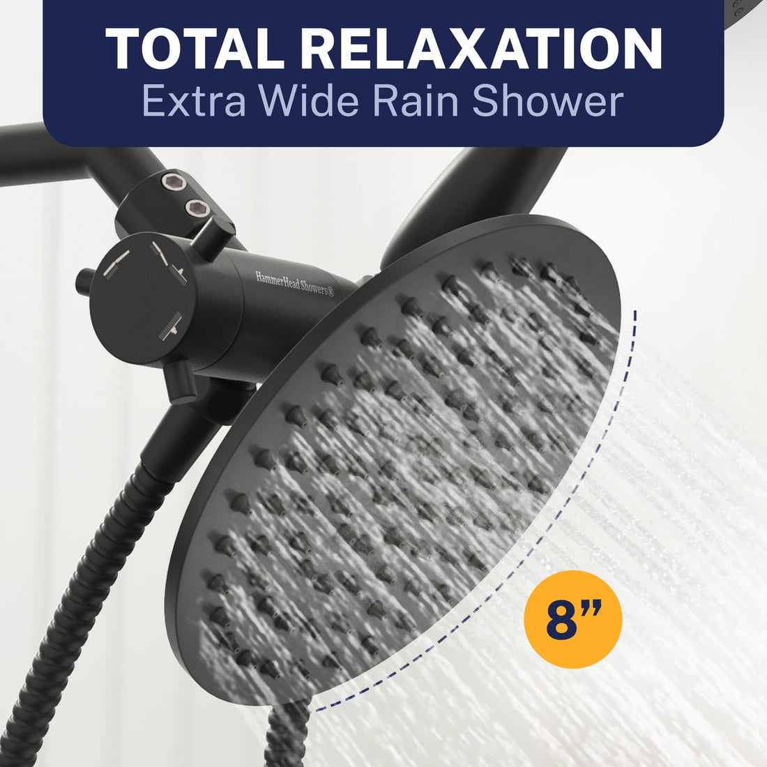 Total Relaxation 3-Spray Dual Shower Head Combo Matte Black / 2.5 GPM - The Shower Head Store