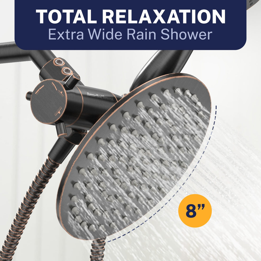 Total Relaxation 3-Spray Dual Shower Head Combo Oil Rubbed Bronze / 2.5 GPM - The Shower Head Store