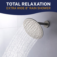Total Relaxation 8 Inch Rain Shower Head HammerHead Gray / 2.5 GPM - The Shower Head Store