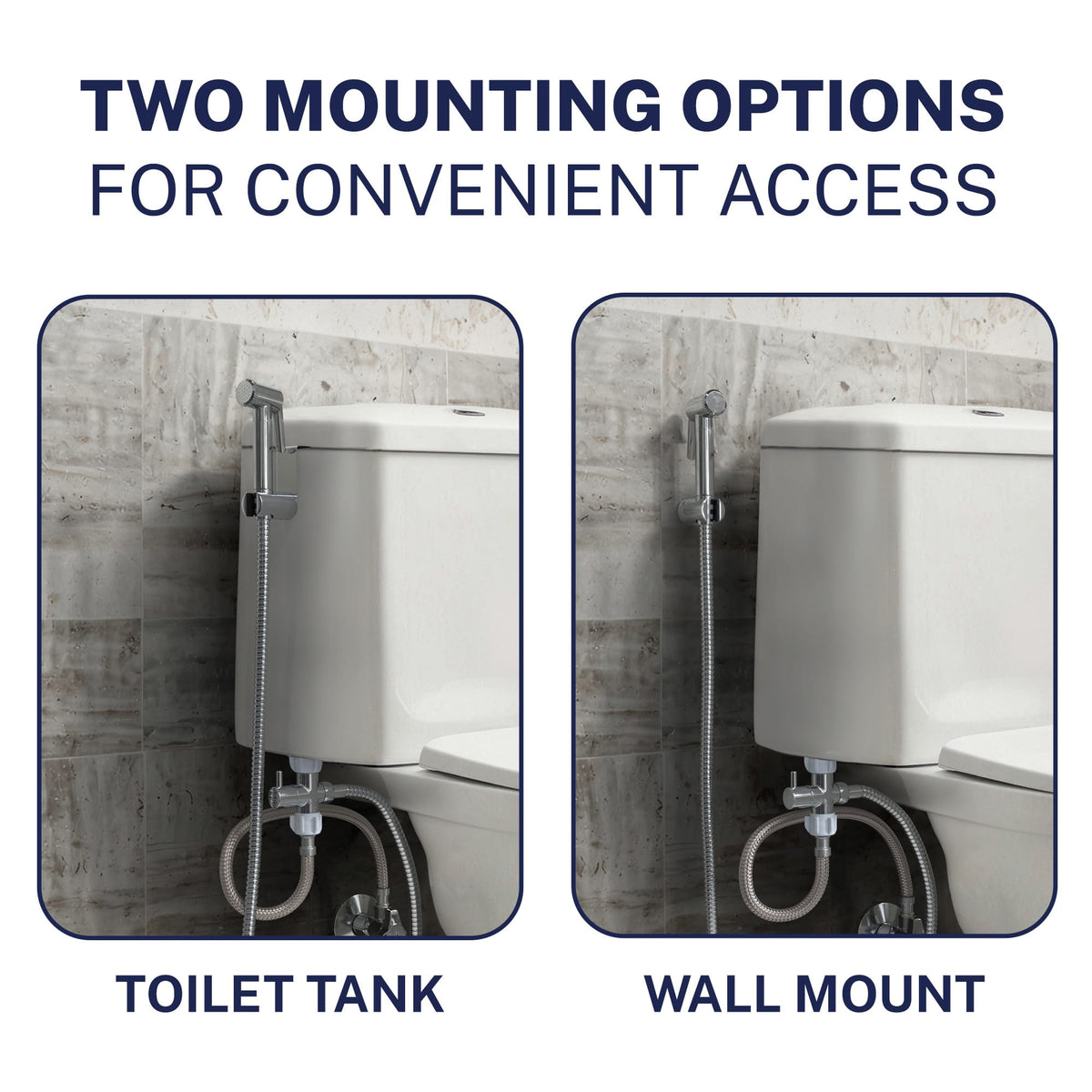 2-Pack Wall Mounted Toilet Shower Bracket – Handheld Shower Head Holder & Bidet Spray Bracket, ABS Chrome