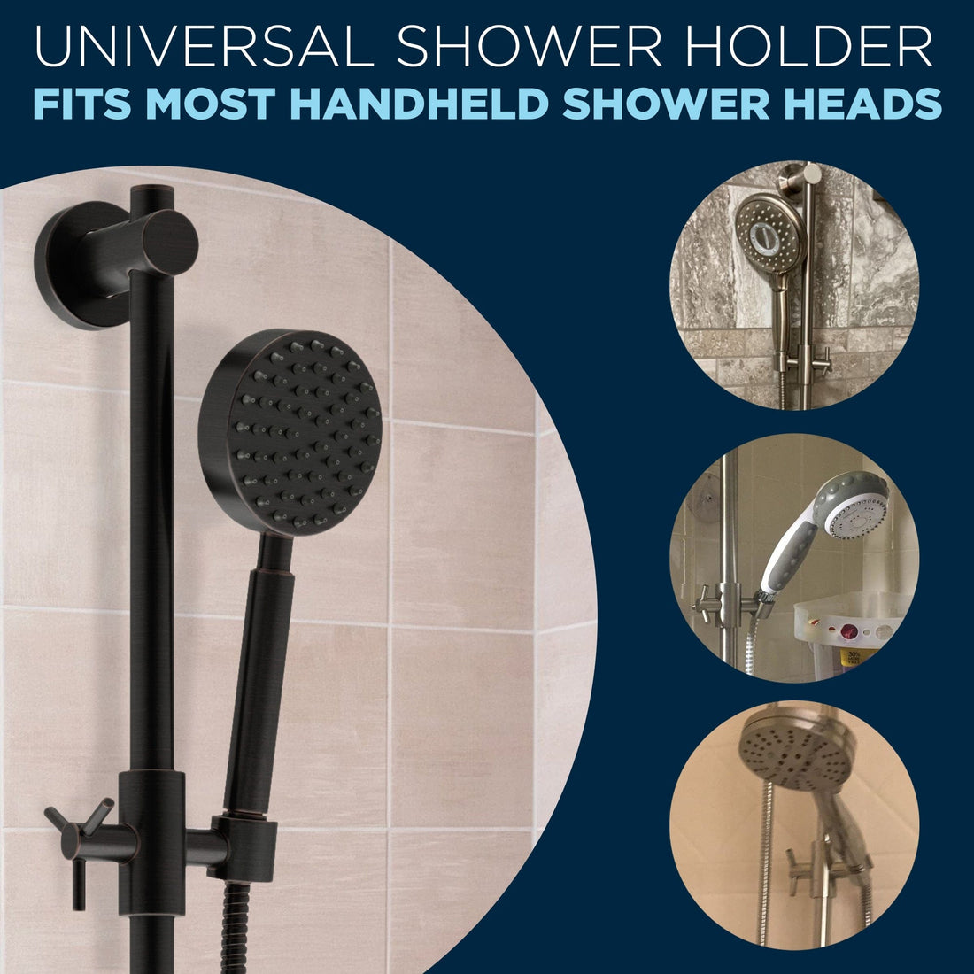 Universal Shower Holder Fits Most Handheld Shower Heads Slide Bar Oil Rubbed Bronze - The Shower Head Store