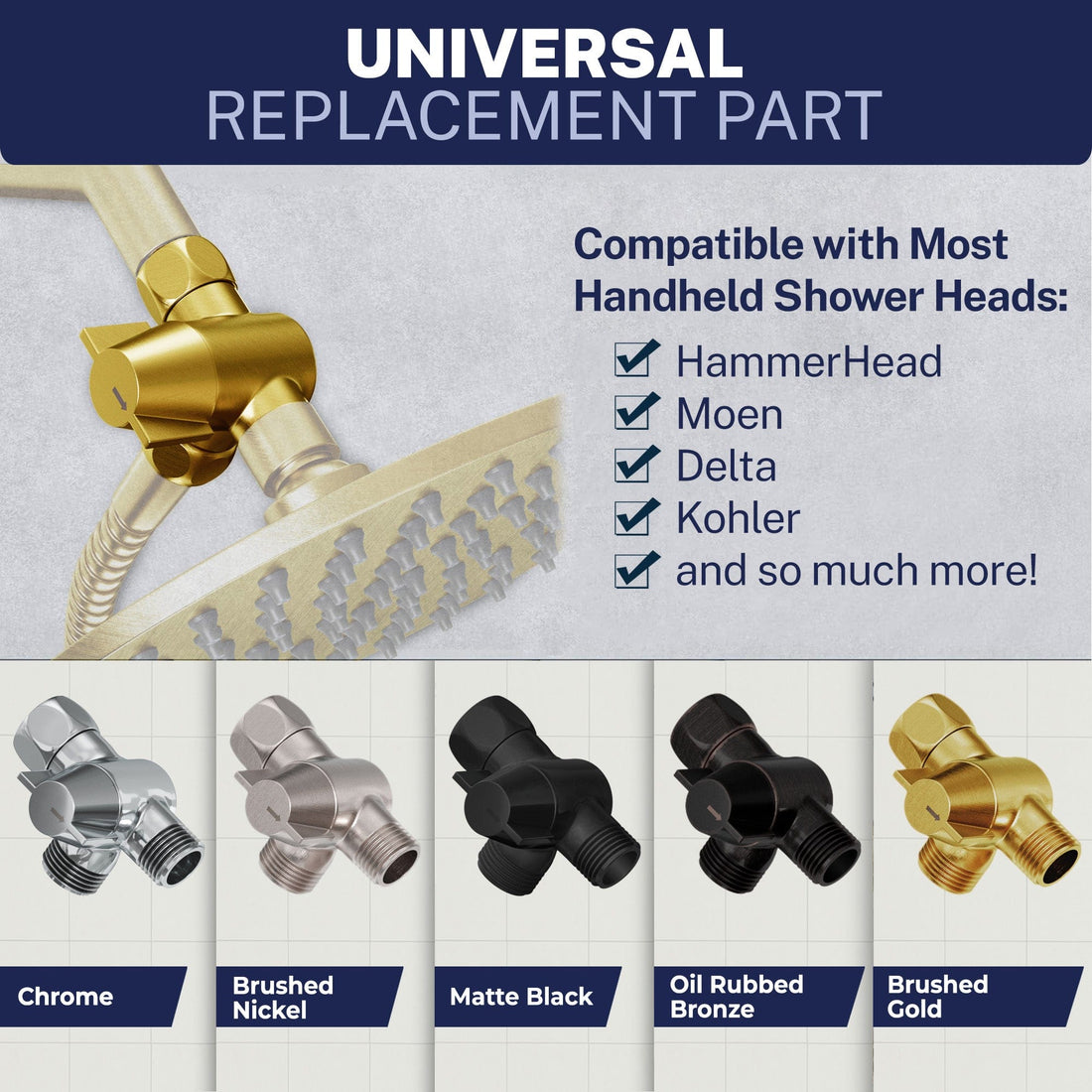 Universal_Diverter_Without_Holder Chrome - The Shower Head Store