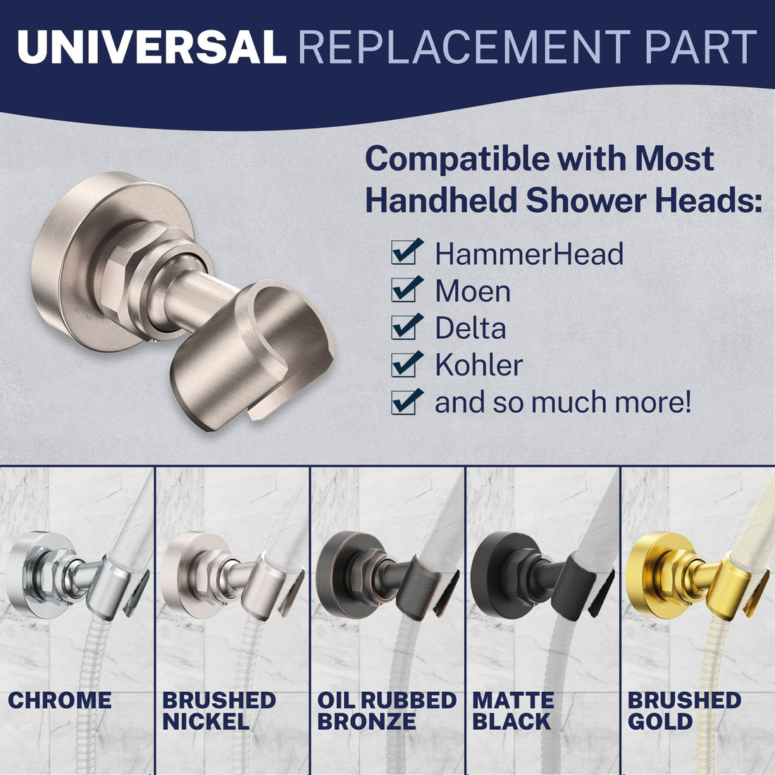 Finish Wall Mount Holder Brushed Nickel  - The Shower Head Store