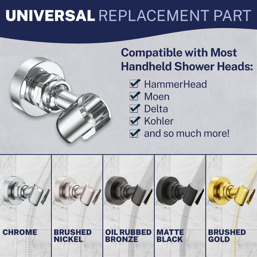 Universal Replacement Wall Mount Holder Chrome - The Shower Head Store
