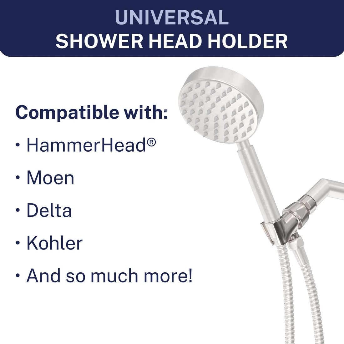 Universal Holder Handheld Shower Head Holder Brushed Nickel - The Shower Head Store
