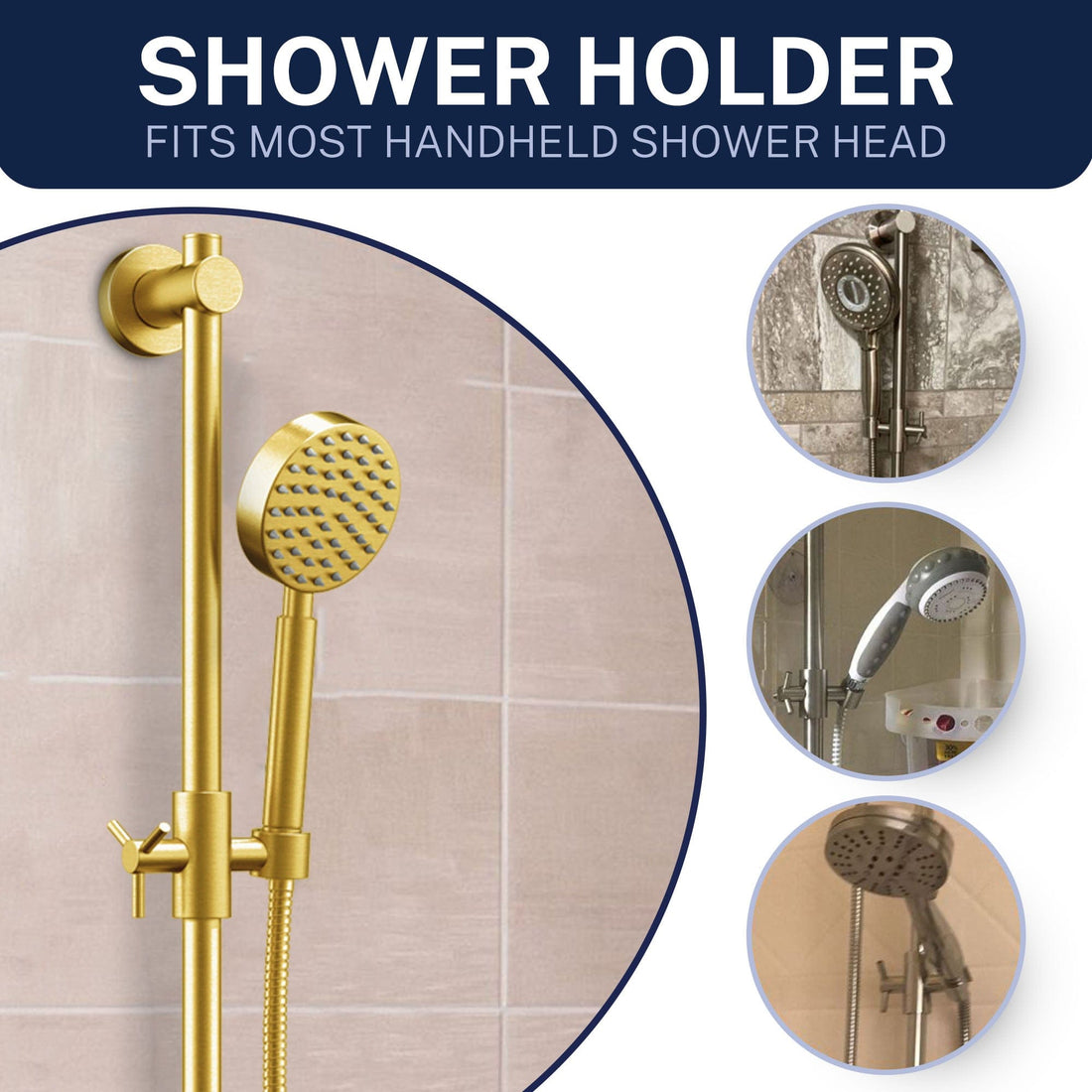 Universal Shower Holder 27.5 Inch Shower Head Slide Bar Brushed Gold - The Shower Head Store