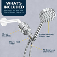 All Metal Shower Head Filter with 1-Spray Handheld Shower Head Set - High Pressure - 2.5 GPM