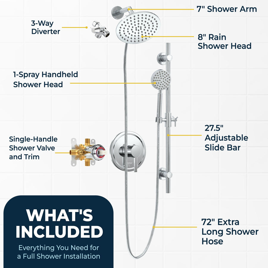 Complete Shower Set All Metal Dual Shower Head with Slide Bar Set - Complete Shower System ...