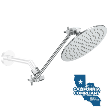 (Main Image) Chrome / 12 Inch Adjustable Shower Arm with 8 Inch Rain Shower Head - The Shower Head Store