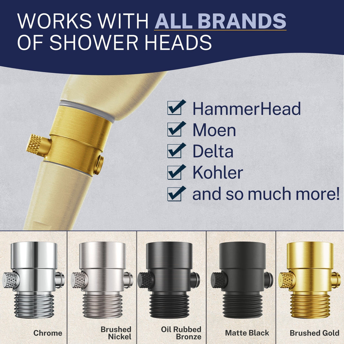 Variations Trickle Valve Installed to Handheld Shower Head Brushed Gold - The Shower Head Store