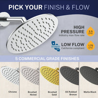 Collection 8 Inch Round Rain Shower Head Brushed Nickel / 2.5 GPM Brushed Nickel / 1.75 GPM - The Shower Head Store