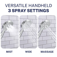 Spray Settings Slide Bar with 3-Spray Hand Held Shower Head & Hose Chrome / 2.5 GPM Chrome / 1.75 GPM  - The Shower Head Store