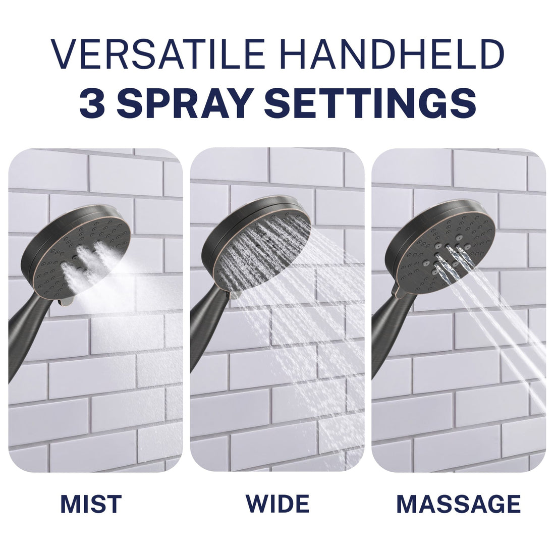Spray Settings Slide Bar with 3-Spray Hand Held Shower Head & Hose Oil Rubbed Bronze / 2.5 GPM Oil Rubbed Bronze / 1.75 GPM  - The Shower Head Store