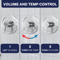 Volume and Temperature Control All Metal 2-Inch High Pressure Shower Head Set - Complete Shower System with Valve and Trim Chrome / 2.5 GPM Chrome / 1.75 GPM - The Shower Head Store