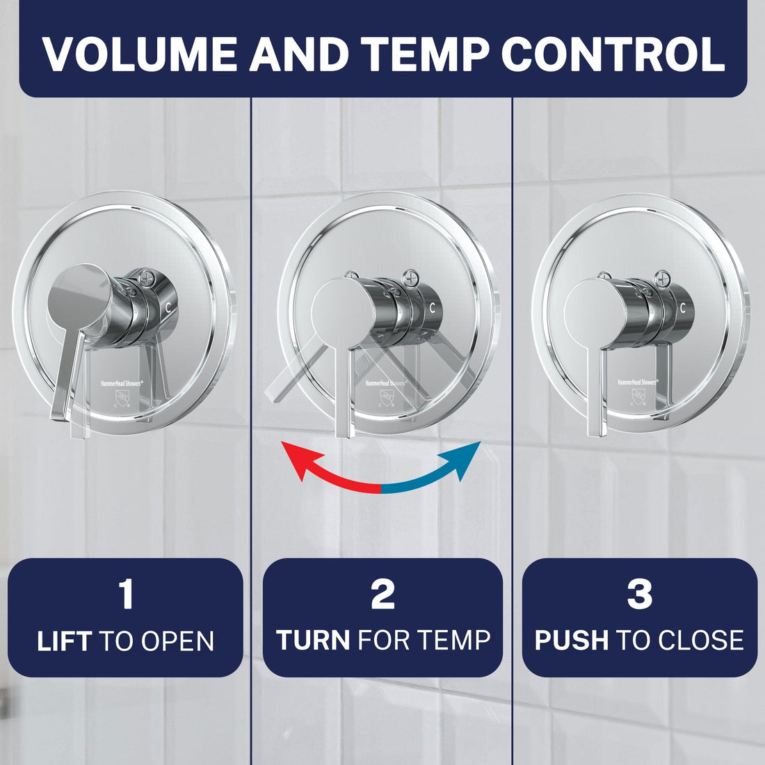 Volume and Temperature Control Valve and Trim - All Metal 1-Handle Tub and Shower Valve with Trim Kit Chrome - The Shower Head Store