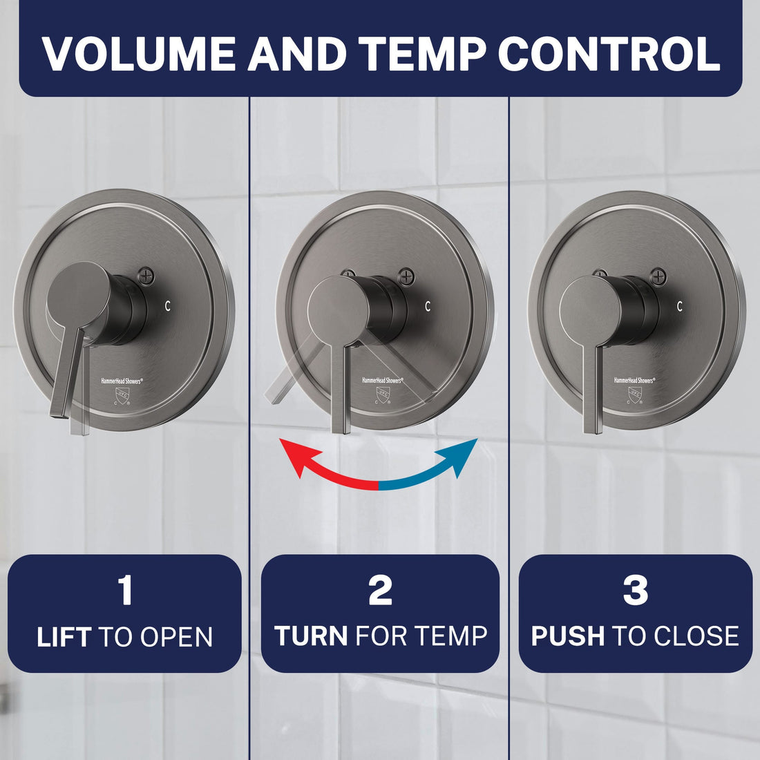 Volume and Temp Control 1H Valve and Trim HammerHead Gray