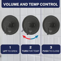 Volume and Temperature Control All Metal 2-Inch Shower Head Set - Complete Shower System with Valve and Trim Matte Black / 2.5 GPM Matte Black / 1.75 GPM - The Shower Head Store