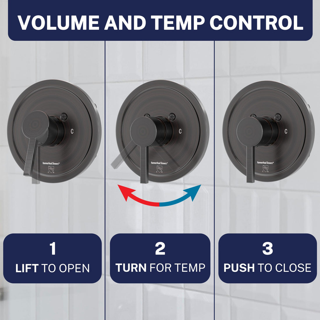 Volume and Temperature Control 1-Handle Shower Valve System with 3-Spray Handheld Shower Head Oil Rubbed Bronze / 2.5 GPM Oil Rubbed Bronze / 1.75 GPM - The Shower Head Store