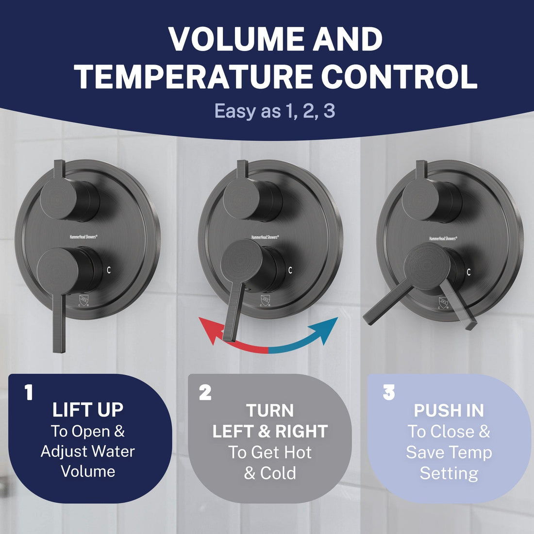 Volume and Temperature Control 2-Handle Valve and Trim Shower System with Dual Shower Head and Slide Bar Oil Rubbed Bronze  / 2.5 - The Shower Head Store