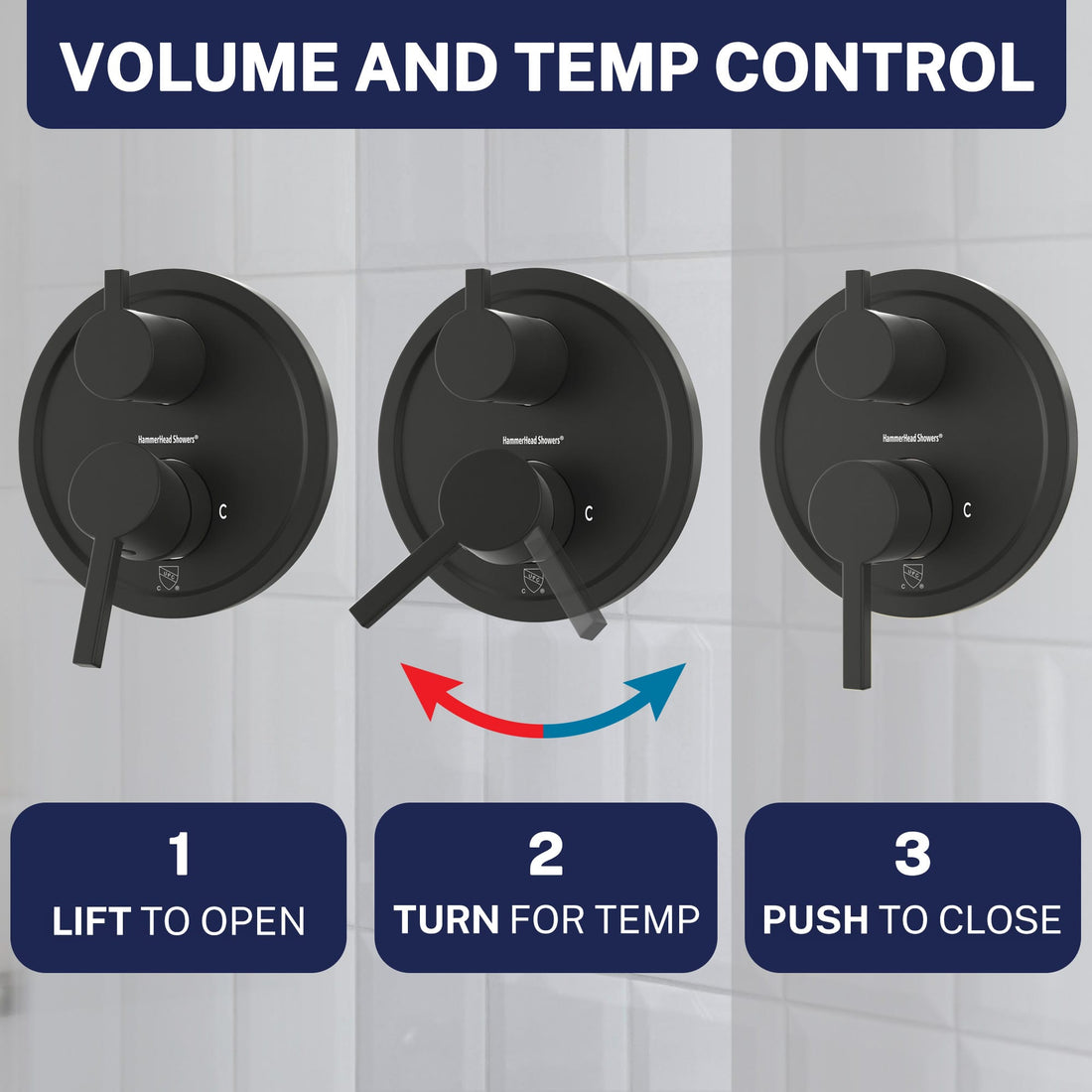 Volume and Temp Control Steve White Bundle - 2H Valve and Trim Slide Bar with 1-Spray and 8-inch Rain Shower Head Oil Rubbed Bronze / 2.5 GPM Oil Rubbed Bronze / 1.75 GPM - The Shower Head Store