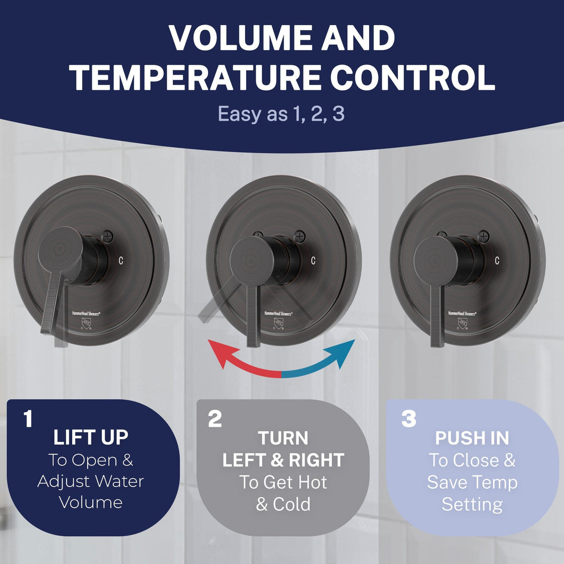 Volume and Control 1-Handle Valve and Trim Shower System Oil Rubbed Bronze / 2.5 GPM - The Shower Head Store