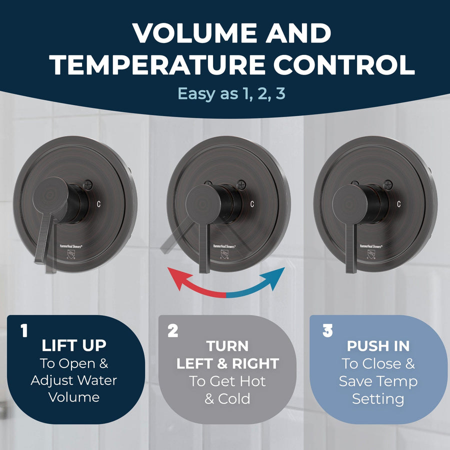 Volume and Temperature Control - All Metal 1-Handle Tub and Shower Valve with Trim Kit Oil Rubbed Bronze - The Shower Head Store