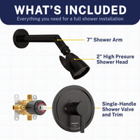 What's Included  All Metal 2-Inch High Pressure Shower Head Set - Complete Shower System with Valve and Trim Oil Rubbed Bronze / 2.5 GPM Oil Rubbed Bronze / 1.75 GPM - The Shower Head Store