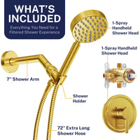 What's Included All Metal Handheld Shower Head Set - Complete Shower System with Valve and Trim Brushed Gold / 2.5 GPM Brushed Gold / 1.75 GPM - The Shower Head Store